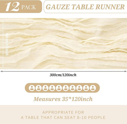 12 Pack Cheesecloth Table Runner 35 x 120 inch Long Boho Cheese Cloth Gauze - Image 2