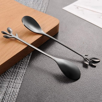 AnSaw Elegant Black Leaf Coffee Spoons - Image 6