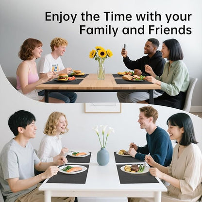 Blue Forest Placemats Set of 8,Dual-Layered Thickened Faux Linen Table Mats Heat Resistant Machine Washable Wrinkle Free Place Mats for Kitchen Dining Outdoor/Indoor (Dark Green)