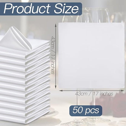 P Pothuiny 50 Pcs White Satin Napkins 17 x 17 Inch, Satin Cloth Napkins | - Image 2