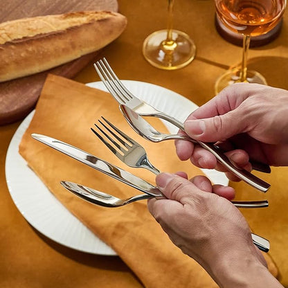 KINGSTONE Silverware Set for 4, 20-Piece Stainless Steel Flatware Set with Forks, Knives, Spoons, Dishwasher Safe Cutlery Set for Home, Wedding, Rust-proof