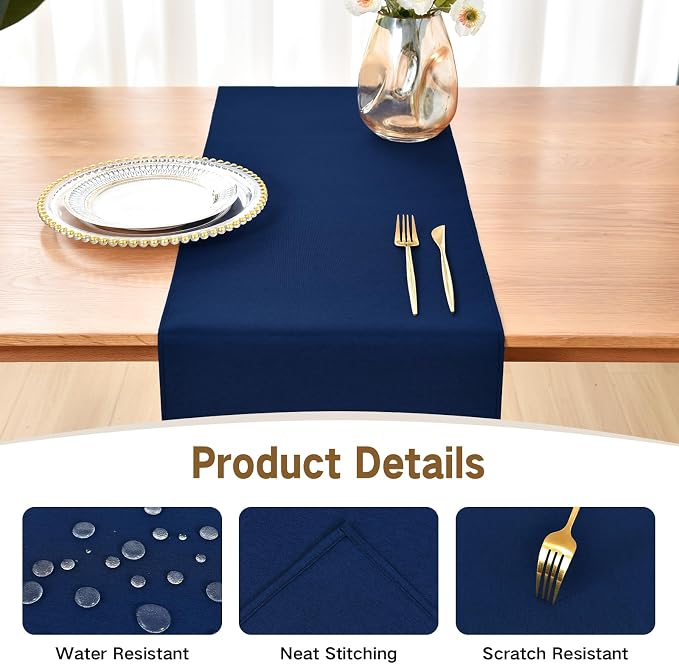 Faux Linen Table Runner Water Resistant 13 x 72 in, Coffee Table Runner - Image 3