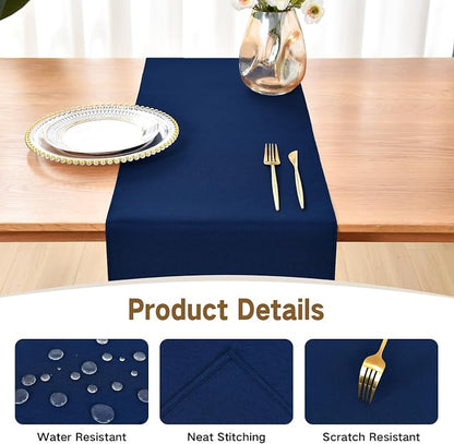 Faux Linen Table Runner Water Resistant 13 x 72 in, Coffee Table Runner - Image 3