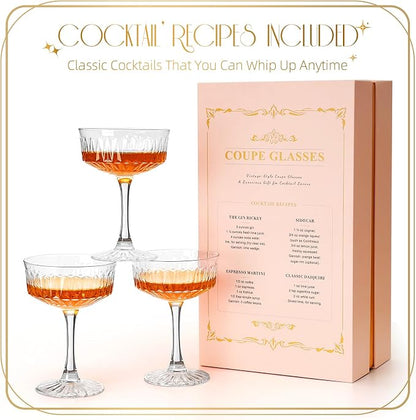 VIMERPA Coupe Glasses, Martini Glasses Set of 4, Vintage Champagne Coupe Glasses - Image 5