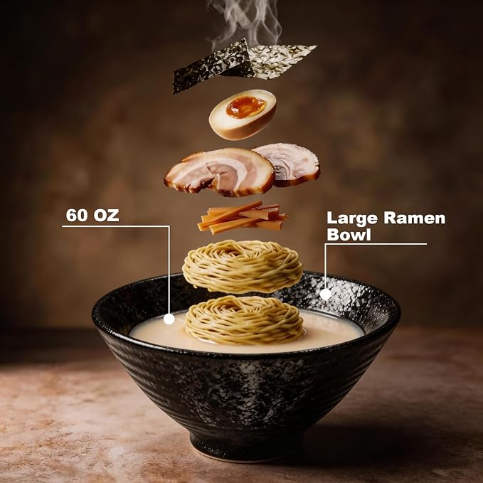 NJCHARMS Ceramic Ramen Bowl Set of 2, 60 oz Japanese Noodle Soup Bowls - Image 2