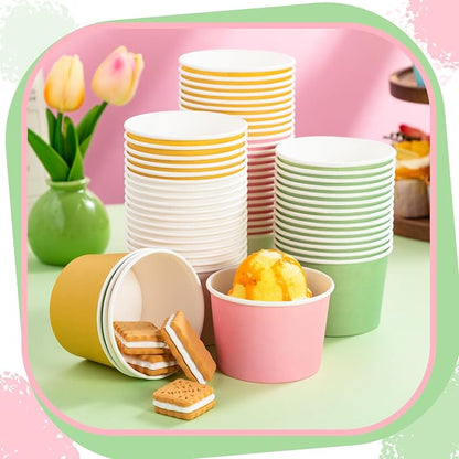 Jingmore Paper Ice Cream Cups 9oz Colored Disposable Dessert Bowls - Image 2