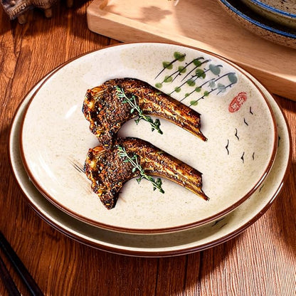 4-Piece Ceramic Dinnerware Set, Plate, Dish, Bowl, Spoon, Japanese Hand-painted Tableware set, A Good Tableware