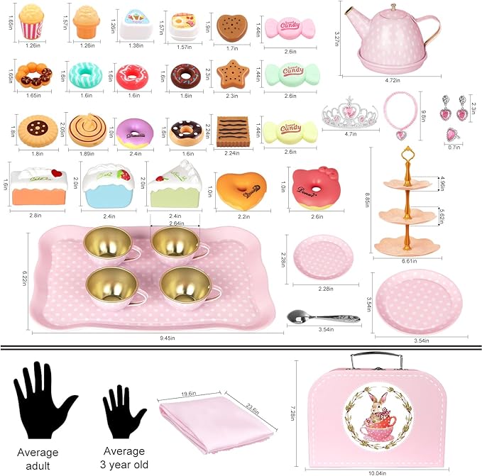 iAOVUEBY Tea Party Set for Little Girls, Kids Kitchen Pretend Playset, Tea Set - Image 2