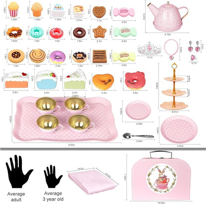 iAOVUEBY Tea Party Set for Little Girls, Kids Kitchen Pretend Playset, Tea Set - Image 2