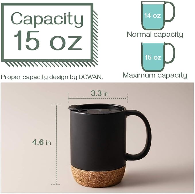 DOWAN Coffee Mugs, 15 oz Mug Set of 2, Large Ceramic Coffee Mug - Image 3