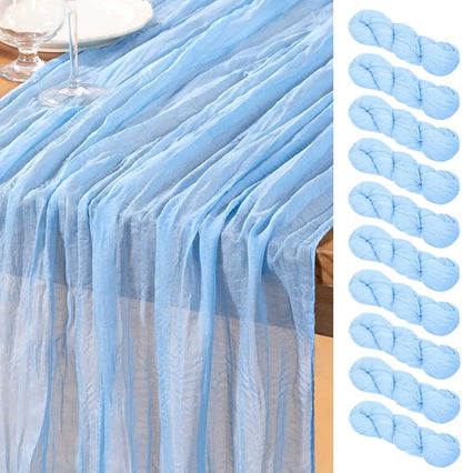 DeZerlor Baby Blue Cheesecloth Table Runners 10 Pack Summer Boho Runners | by DeZerlor