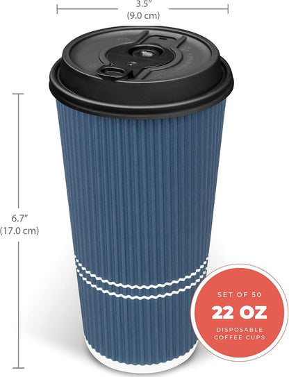 To Go Coffee Cups With Lids - 22 oz Disposable Coffee Cup With Lid. Large Togo - Image 3