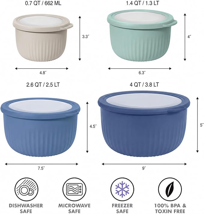 Oggi Set of 4 Prep, Store & Serve Plastic Bowls - Image 2