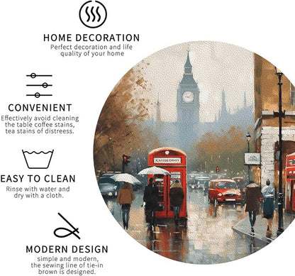4Pcs Leather Coaster for Drinks London Impression Cup Coasters Aesthetic Drink - Image 3