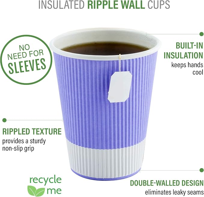 Restaurantware 8 Ounce Double Wall Disposable Coffee Cups, 500 Insulated Light - Image 4