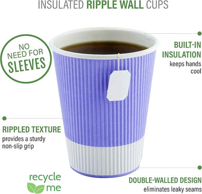 Restaurantware 8 Ounce Double Wall Disposable Coffee Cups, 500 Insulated Light - Image 4