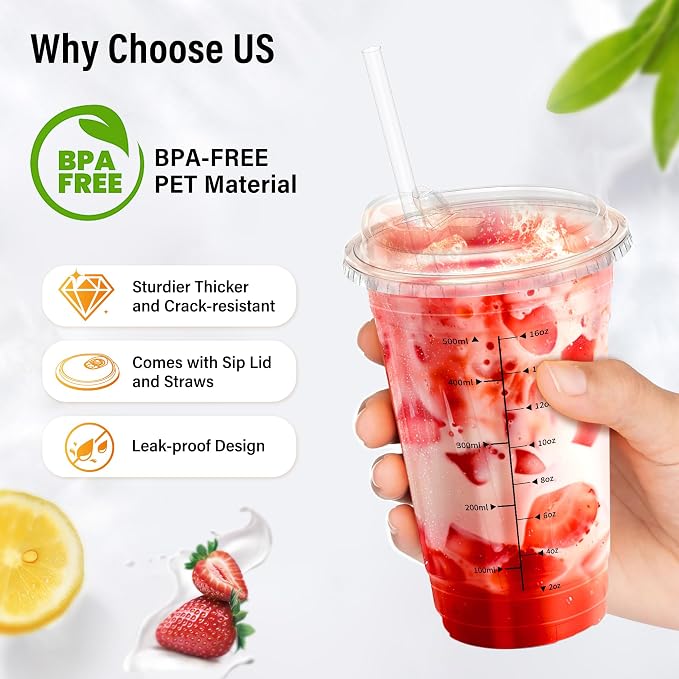 100 Pack - 16 oz Ratio Lines Iced Coffee Cups - Image 6