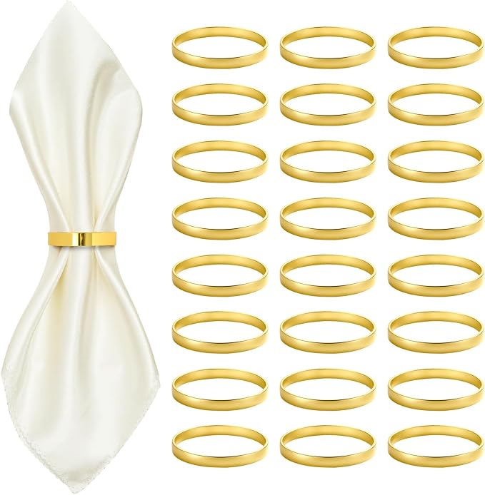 Gold Napkin Rings Bulk 100 Pack, Metal Napkin Rings by Unknown
