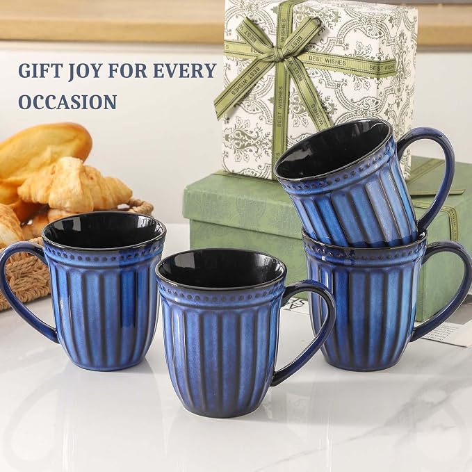 Coffee Mugs Set of 4, 16oz Navy Blue Ceramic Coffee Mug - Image 9