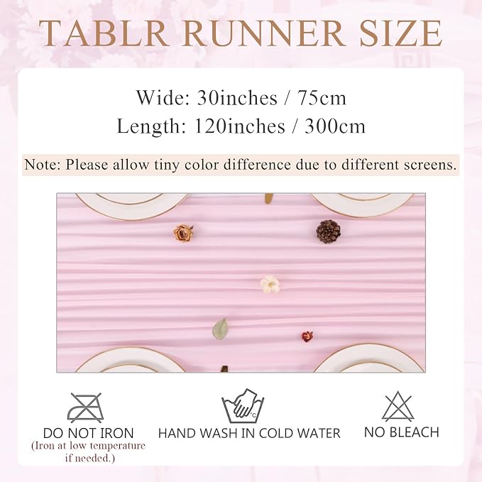 10FT Blushing Pink Chiffon Table Runner 30x120 Inches Spring Boho Sheer Fabric - Image 3