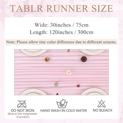 10FT Blushing Pink Chiffon Table Runner 30x120 Inches Spring Boho Sheer Fabric - Image 3