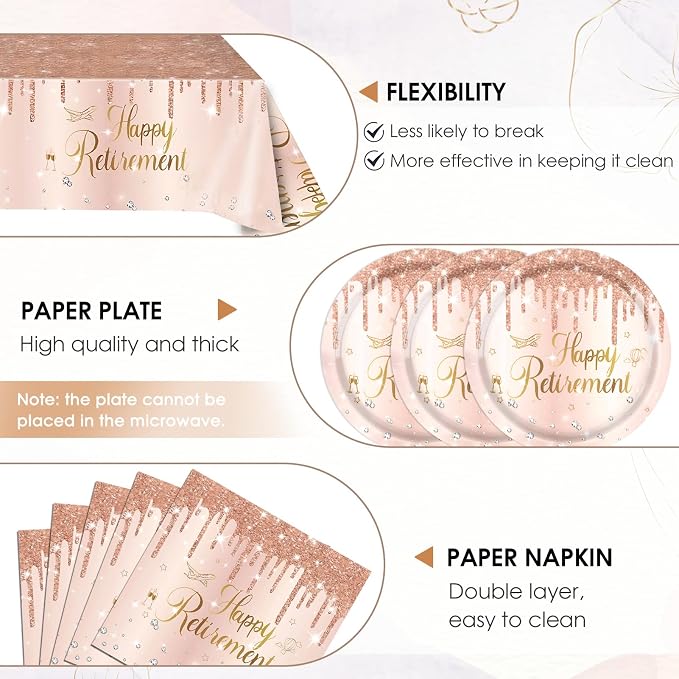 41Pcs Rose Gold Retirement Party Decorations Happy Retired Party Supplies - Image 3