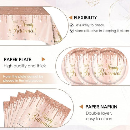 41Pcs Rose Gold Retirement Party Decorations Happy Retired Party Supplies - Image 3