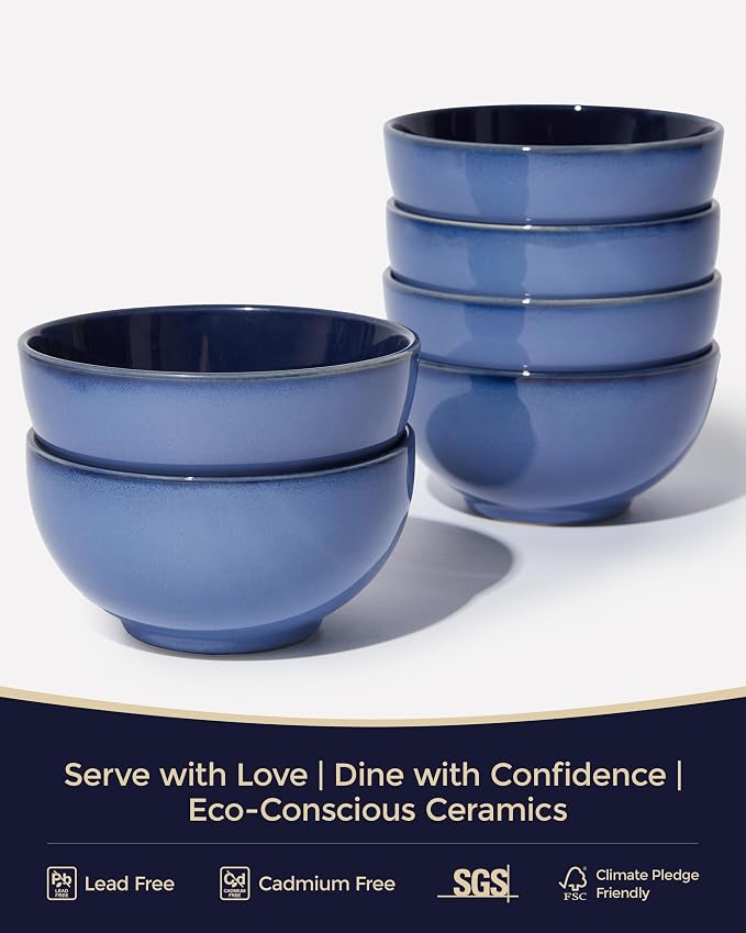 5.5" Cereal Bowls & Dessert Bowls Set of 6-22 Oz Small Bowls - Image 4
