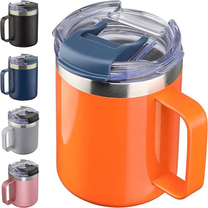 12oz Insulated Travel Coffee Mug by ALOUFEA