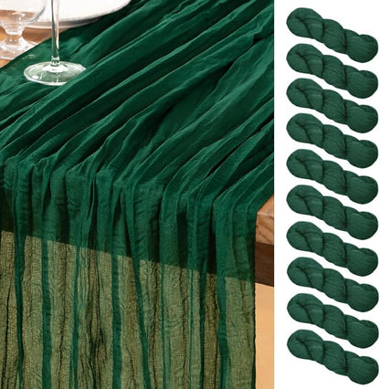 DeZerlor Emerald Green Cheesecloth Table Runners 10 Pack Christmas Runners | by DeZerlor