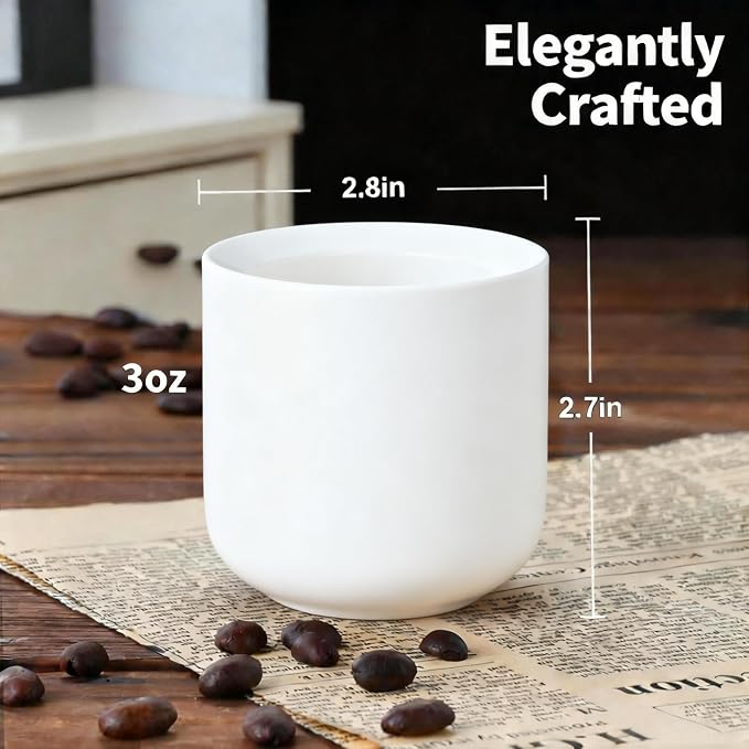 Espresso Cups Set of 2-3oz Demitasse Mugs Modern Thick Walled Durable Ceramic - Image 4