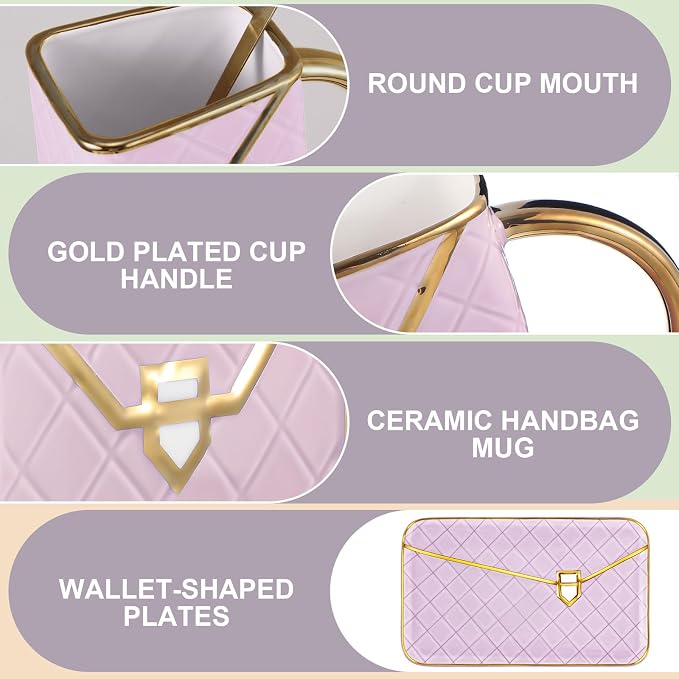 Zubebe 1 Set Coffee Mug Elegant Handbag Shaped Cup Modern Ceramic Purse Mug - Image 7