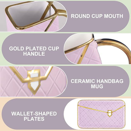 Zubebe 1 Set Coffee Mug Elegant Handbag Shaped Cup Modern Ceramic Purse Mug - Image 7