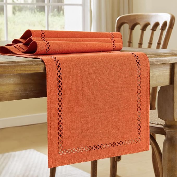 Orange Burlap Table Runner, Fall Table Runners 72 inches Long | Double Layer - Image 4