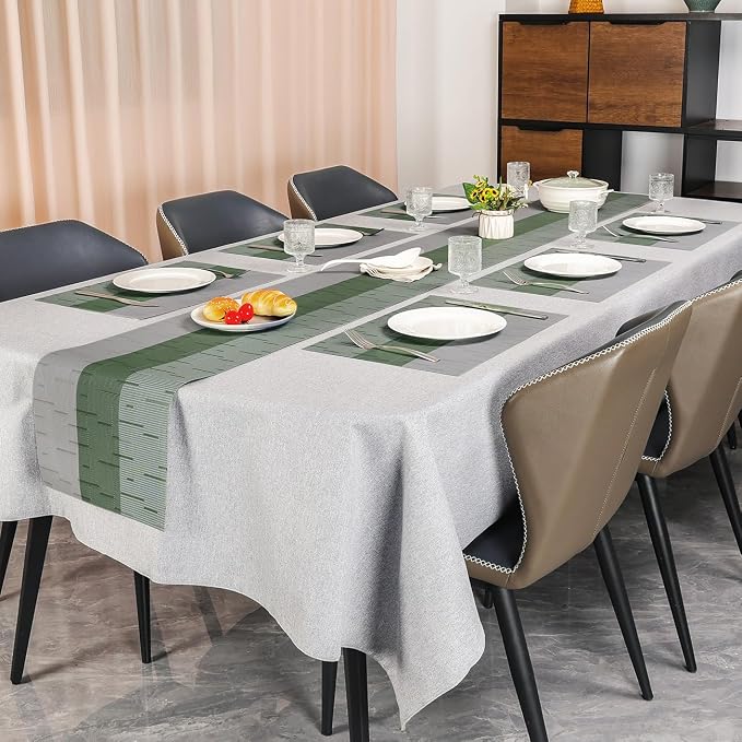 Table Runner 53 Inches Long, Vinyl Woven Farmhouse Table Runners | Washable - Image 6