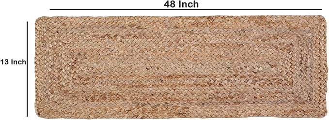 Pack of 1 Handwoven Rectangle Jute Braided Table Runner 13 x 48 Inch, 100% - Image 2