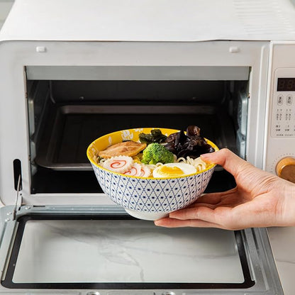 Ceramic Soup Bowls Set - 24 Oz Deep Cereal Bowl - 6 Inch Large Kitchen Dinner Bowl Eating Pasta Salad Dessert Noodle Rice Oatmeal - Microwave Dishwasher Safe - Set of 6 - Assorted Colors