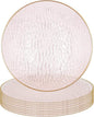 PARTY BARGAINS 13-Inch Charger Plates - 8 Pack, Hammered Pink Gold Rim, Heavy-Duty Disposable Chargers for Elegant Dining - Ideal for Weddings and Formal Events