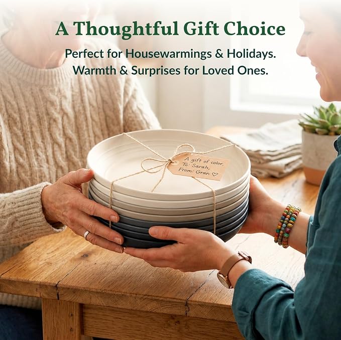 Wheat Straw Plates Set of 8, Reusable Lightweight and Unbreakable 9 inch Plates - Image 8