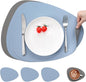 Myir JUN Placemats, Dual-Sided Placemats Waterproof Faux Leather Placemats Set of 6 Place Mats and Coasters Non-Slip Washable Table Mats for Dining Table (Gray Sky Blue, Set of 4)
