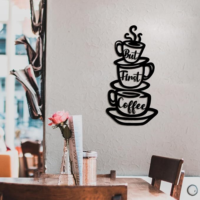 Oubasa Metal Pour Coffee Cup Wall Decor, Minimalist Cafe Themed - Image 5