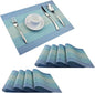 PIGCHCY Placemats Set of 8 Washable Durable Placemat Vinyl Heat Resistant Non-Slip Table Mats Indoor Outdoor (Coastal Blue)