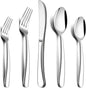 Herogo Heavy Duty Stainless Steel Silverware Set, 60-Piece Fancy Flatware Cutlery Set for 12, Modern Tableware for Home Restaurant Wedding, Heavy Eating Utensils, Mirror Polished, Dishwasher Safe