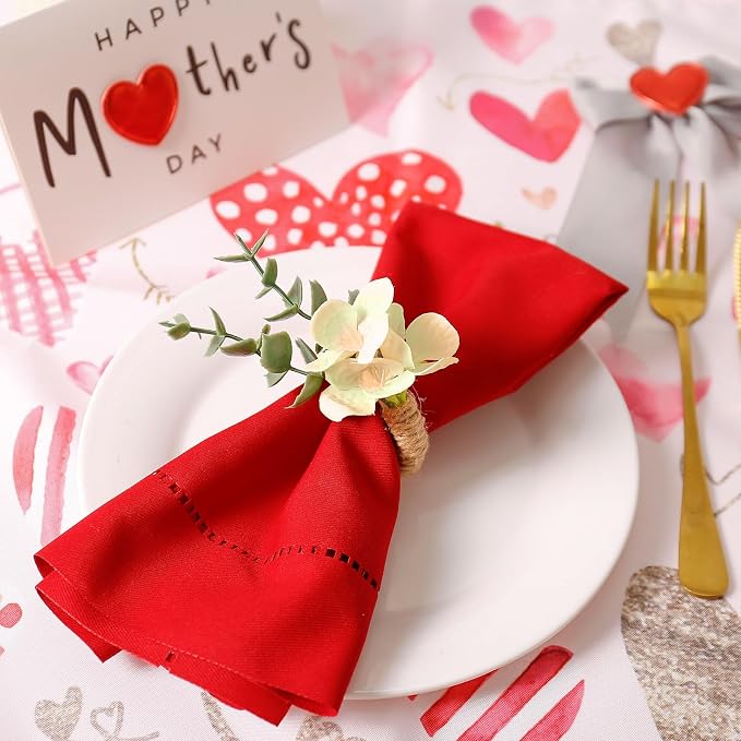 Handmade Floral Napkin Rings, Hydrangea & Eucalyptus Leaf Spring Decoration - Image 2