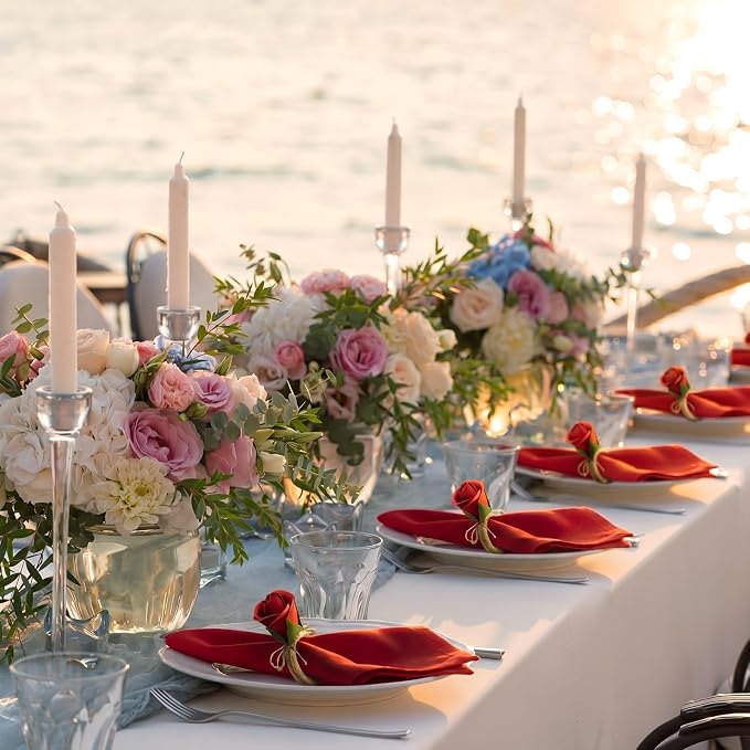 Flower Napkin Rings Set of 12 Wooden Red Rose Handmade Napkin Holders - Image 6