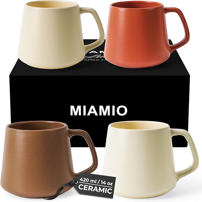 MIAMIO - Coffee Mugs Set of 4, Large - Luxe | Large Ceramic Coffee Mugs by MIAMIO