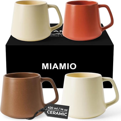 MIAMIO - Coffee Mugs Set of 4, Large - Luxe | Large Ceramic Coffee Mugs by MIAMIO