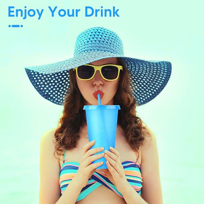 24 Pack Plastic Tumblers with Lids and Straws, Reusable Colorful Cups - Image 4