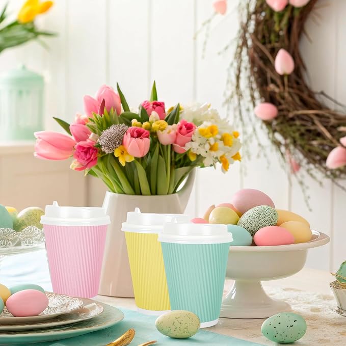 Whaline 100 Pcs Spring Pastel Color Disposable Coffee Cups - Image 7
