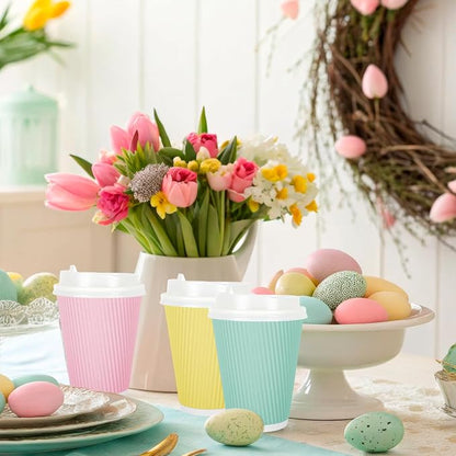 Whaline 100 Pcs Spring Pastel Color Disposable Coffee Cups - Image 7